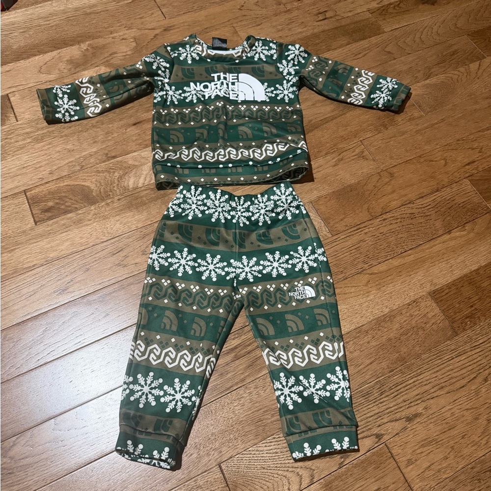 THE NORTH FACE Toddler Surgent Crew Set, Night Green Fairisle Print 12-18 months